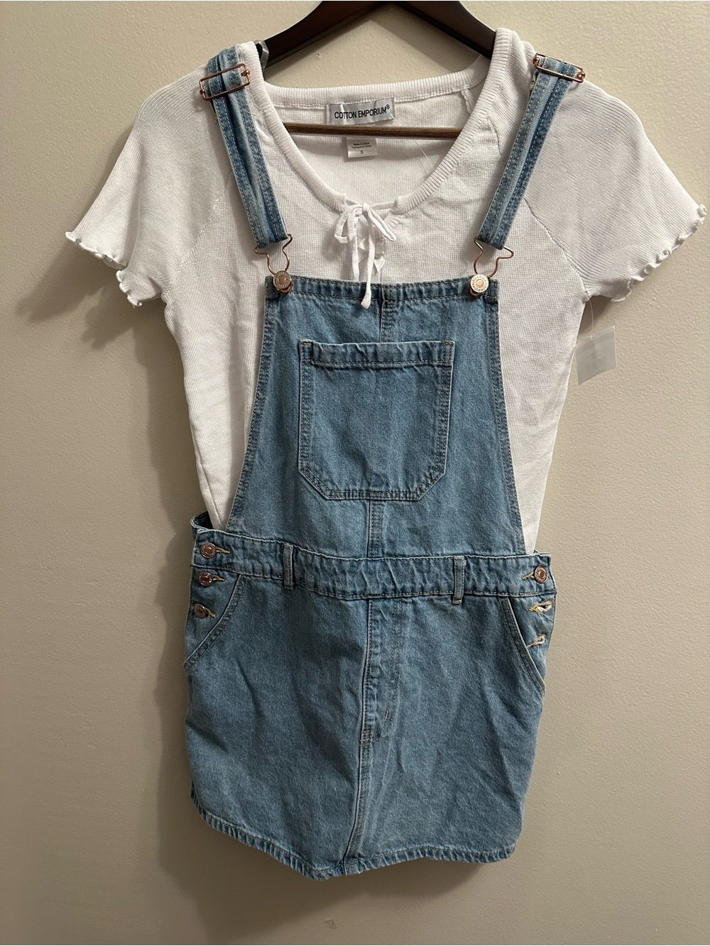 #358 Forever 21 Light Blue Denim Overall Shorts